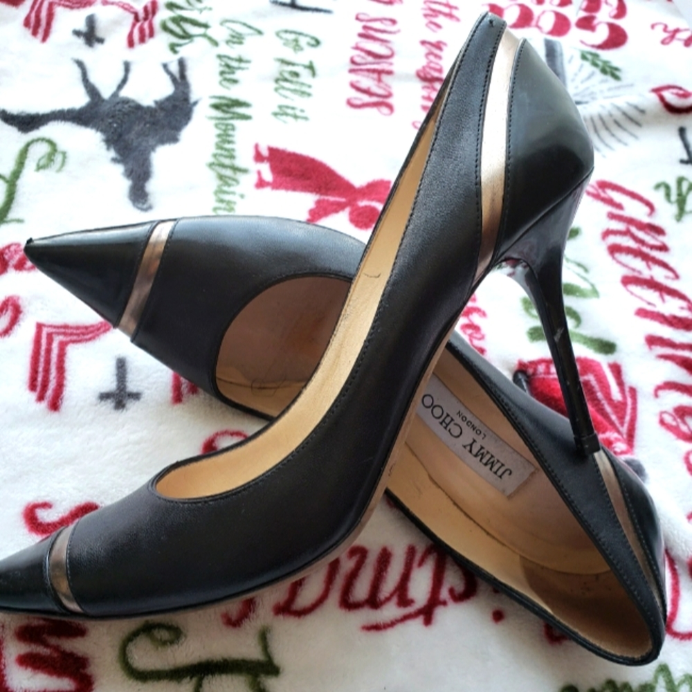 Jimmy Choo Black Leather Heels